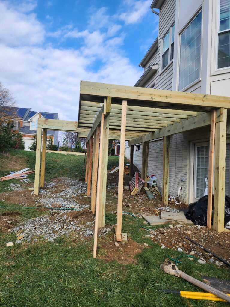 Deck replacement and structural framing rebuild in Montgomery County MD by DeckMaxtor – pressure treated wood deck structure