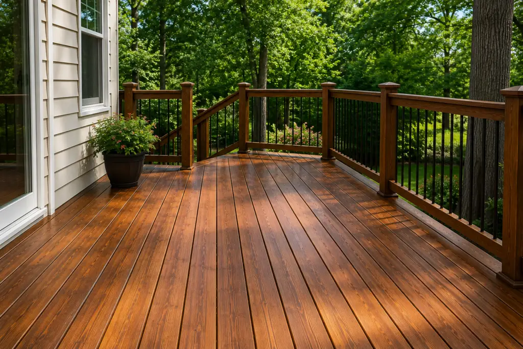 Deck restoration in Montgomery County, MD with a beautifully restored wooden deck